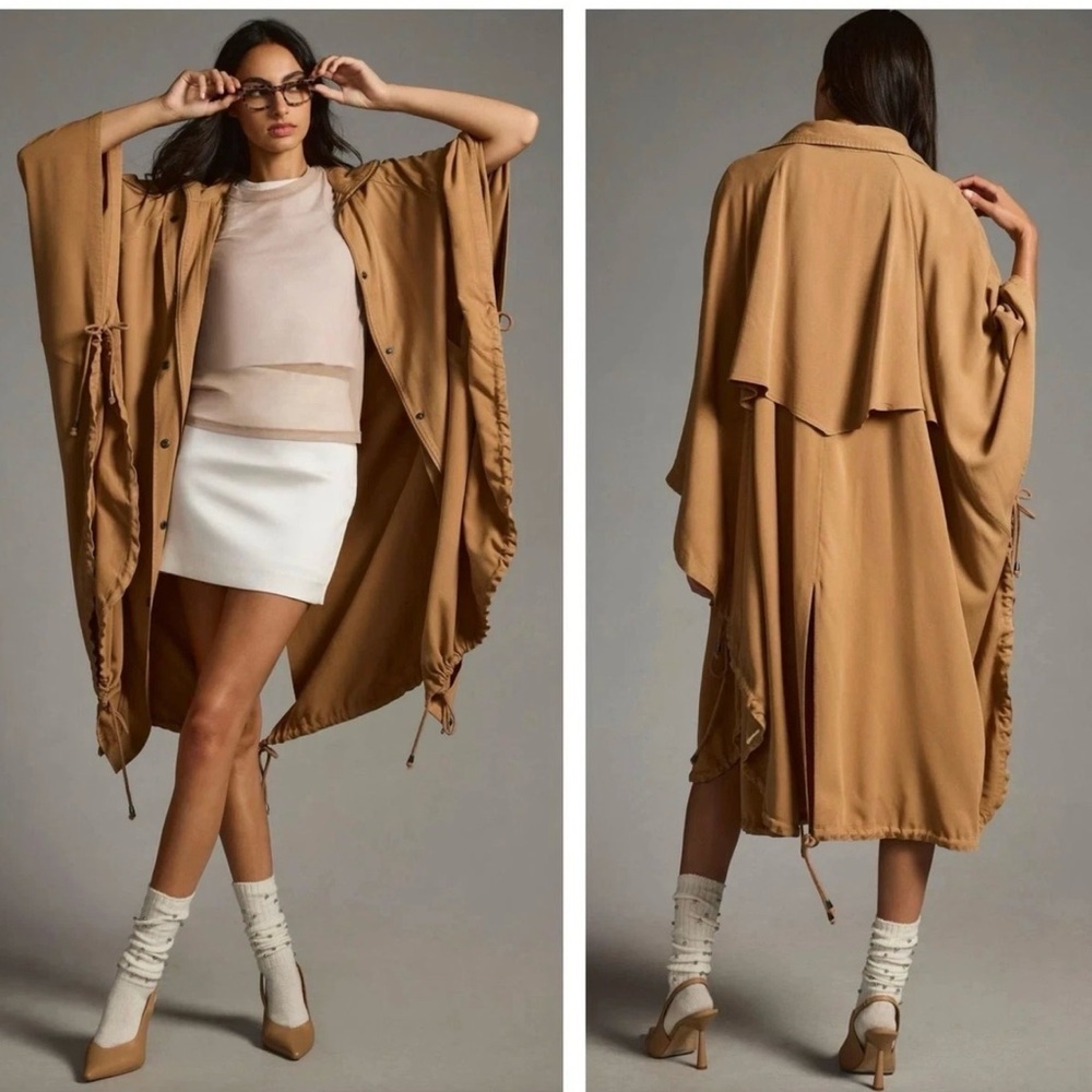Pilcro Tan Utility Jacket with Zip and Snap Details